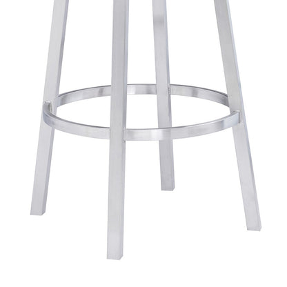 Armen Living - Madrid 26in Counter Height Swivel Black Faux Leather and Brushed Stainless Steel Bar Stool - LCMABABSBL26 veiw 6