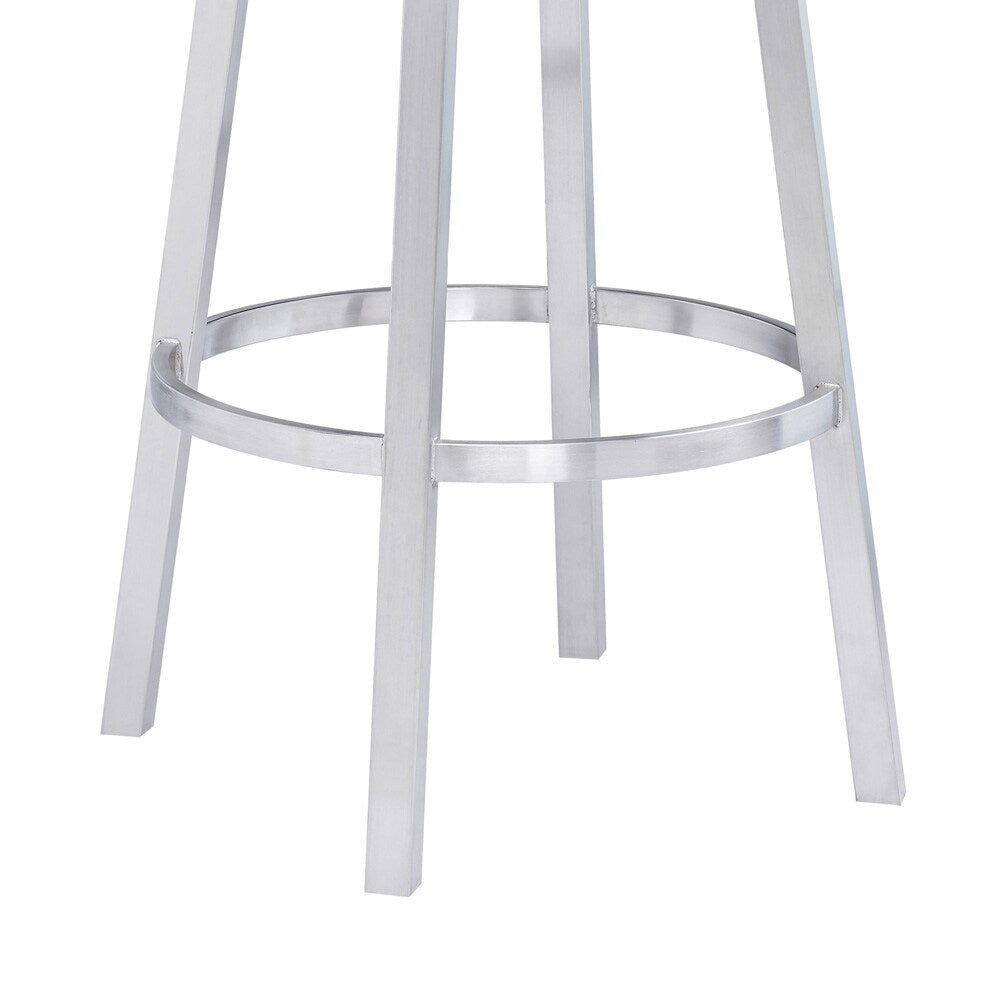 Armen Living - Madrid 26in Counter Height Swivel Grey Faux Leather and Brushed Stainless Steel Bar Stool - LCMABABSGR26 veiw 6