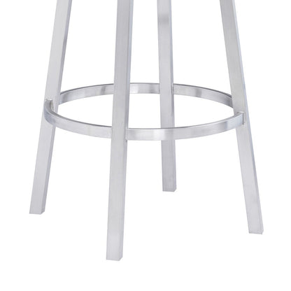 Armen Living - Madrid 26in Counter Height Swivel Grey Faux Leather and Brushed Stainless Steel Bar Stool - LCMABABSGR26 veiw 6