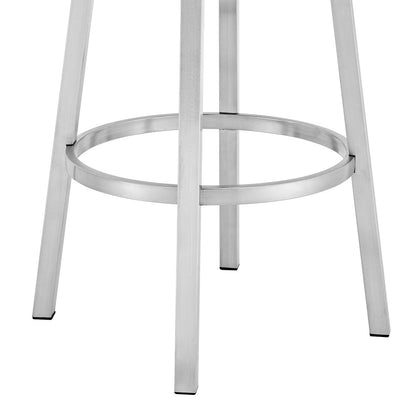 Armen Living - Madrid 26in Counter Height Swivel Red Faux Leather and Brushed Stainless Steel Bar Stool - LCMABABSRED26 veiw 6