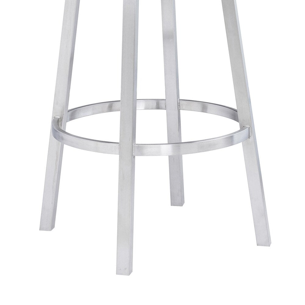 Armen Living - Madrid 26in Counter Height Swivel White Faux Leather and Brushed Stainless Steel Bar Stool - LCMABABSWH26 veiw 6