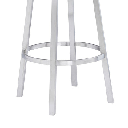 Armen Living - Madrid 26in Counter Height Swivel White Faux Leather and Brushed Stainless Steel Bar Stool - LCMABABSWH26 veiw 6