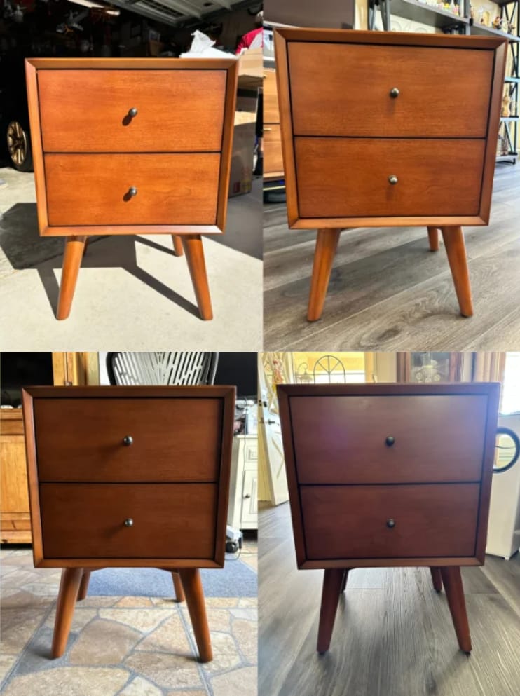 Alpine Furniture - Flynn Mid Century Modern 2 Drawer Nightstand, Acorn - 966-02 view 3