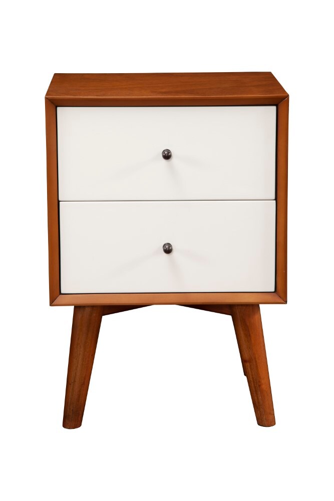 Alpine Furniture - Flynn 2 Drawer Two Tone Nightstand, Acorn/White - 999-02 view 3