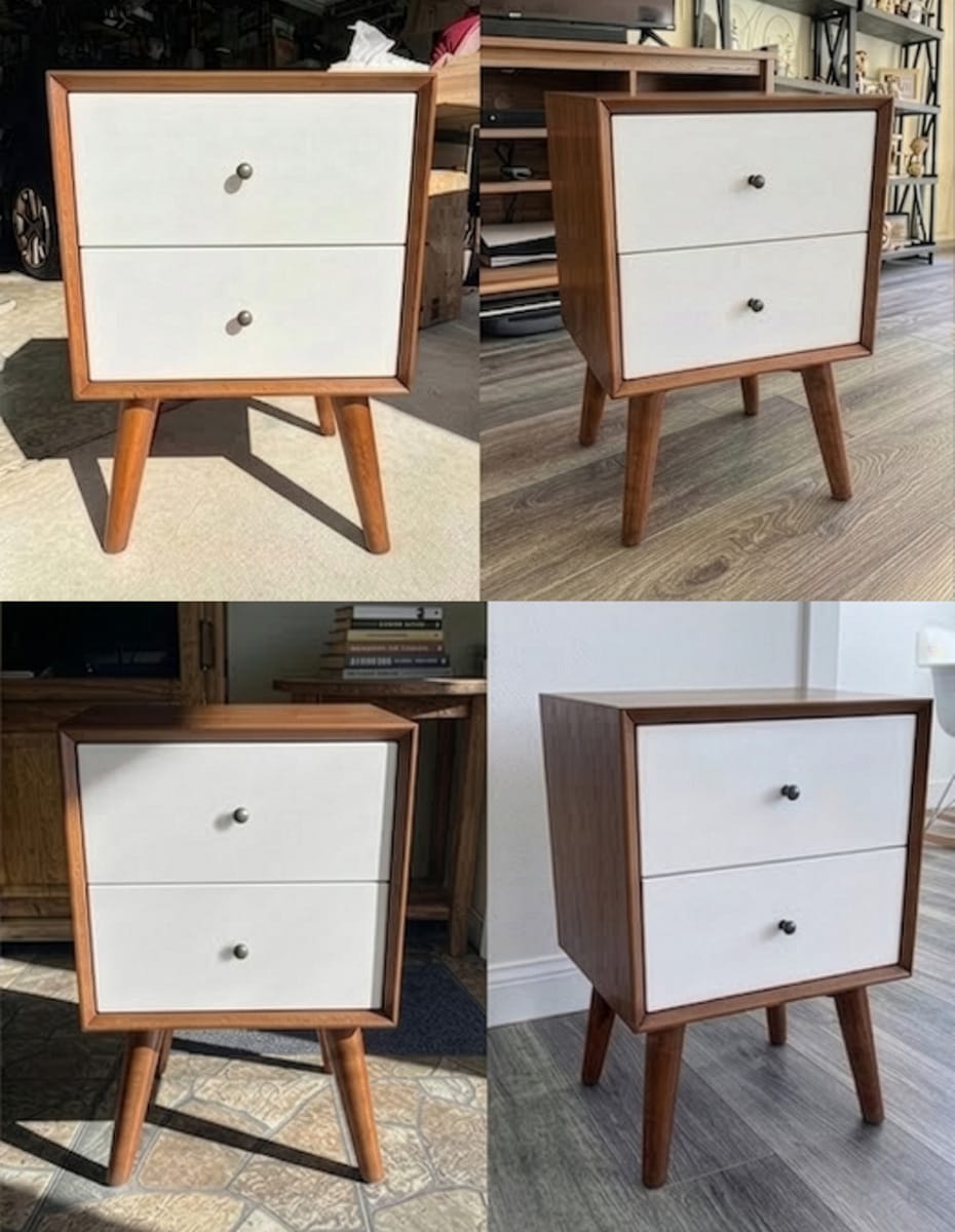 Alpine Furniture - Flynn 2 Drawer Two Tone Nightstand, Acorn/White - 999-02 view 4