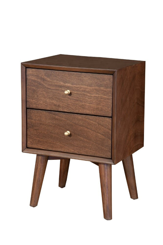 Alpine Furniture - Flynn Mid Century Modern 2 Drawer Nightstand, Walnut - 966WAL-02 veiw 1