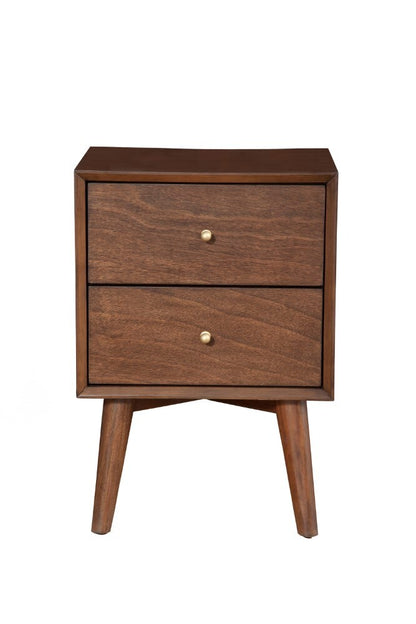 Alpine Furniture - Flynn Mid Century Modern 2 Drawer Nightstand, Walnut - 966WAL-02 veiw 2