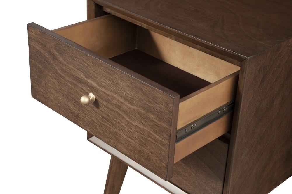 Alpine Furniture - Flynn Mid Century Modern 2 Drawer Nightstand, Walnut - 966WAL-02 veiw 4
