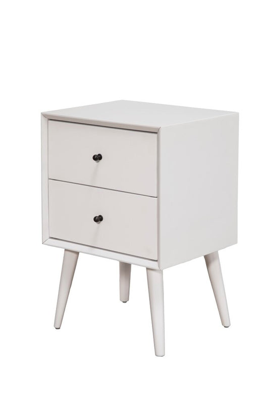 Alpine Furniture - Flynn Mid Century Modern 2 Drawer Nightstand, White - 966-W-02 veiw 1