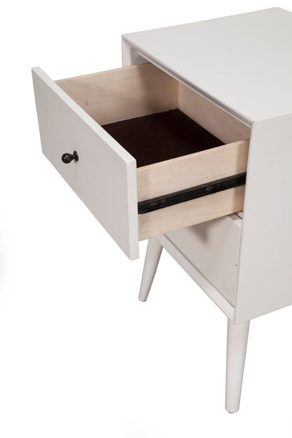 Alpine Furniture - Flynn Mid Century Modern 2 Drawer Nightstand, White - 966-W-02 veiw 2