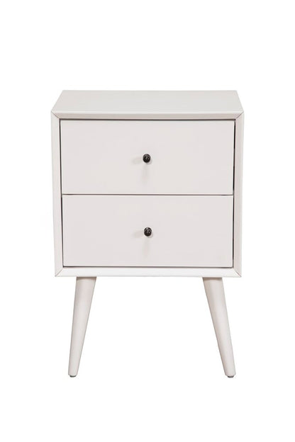 Alpine Furniture - Flynn Mid Century Modern 2 Drawer Nightstand, White - 966-W-02 veiw 3