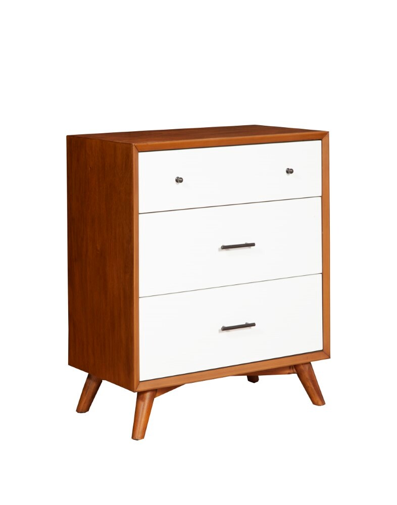 Alpine Furniture - Flynn 3 Drawer Two Tone Small Chest, Acorn/White - 999-04 veiw 1