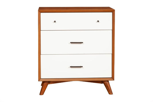 Alpine Furniture - Flynn 3 Drawer Two Tone Small Chest, Acorn/White - 999-04 veiw 2