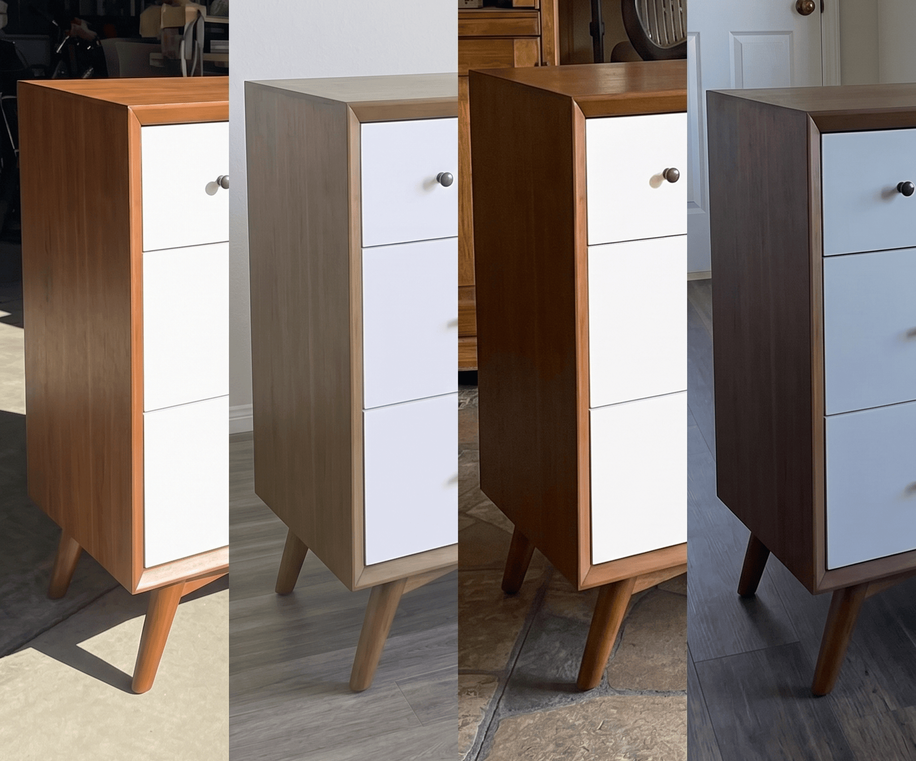 Alpine Furniture - Flynn 3 Drawer Two Tone Small Chest, Acorn/White - 999-04 view 3