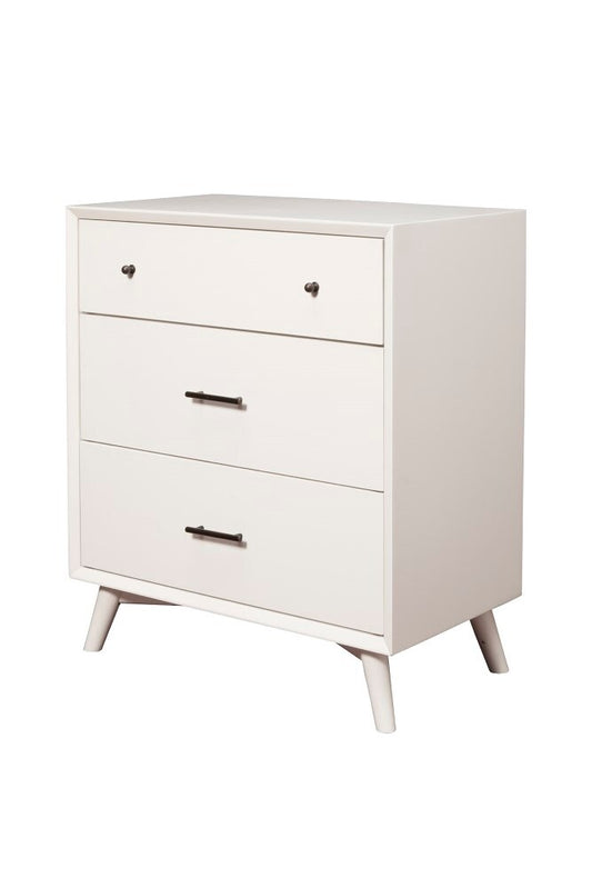 Alpine Furniture - Flynn Mid Century Modern 3 Drawer Small Chest, White - 966-W-04 veiw 1