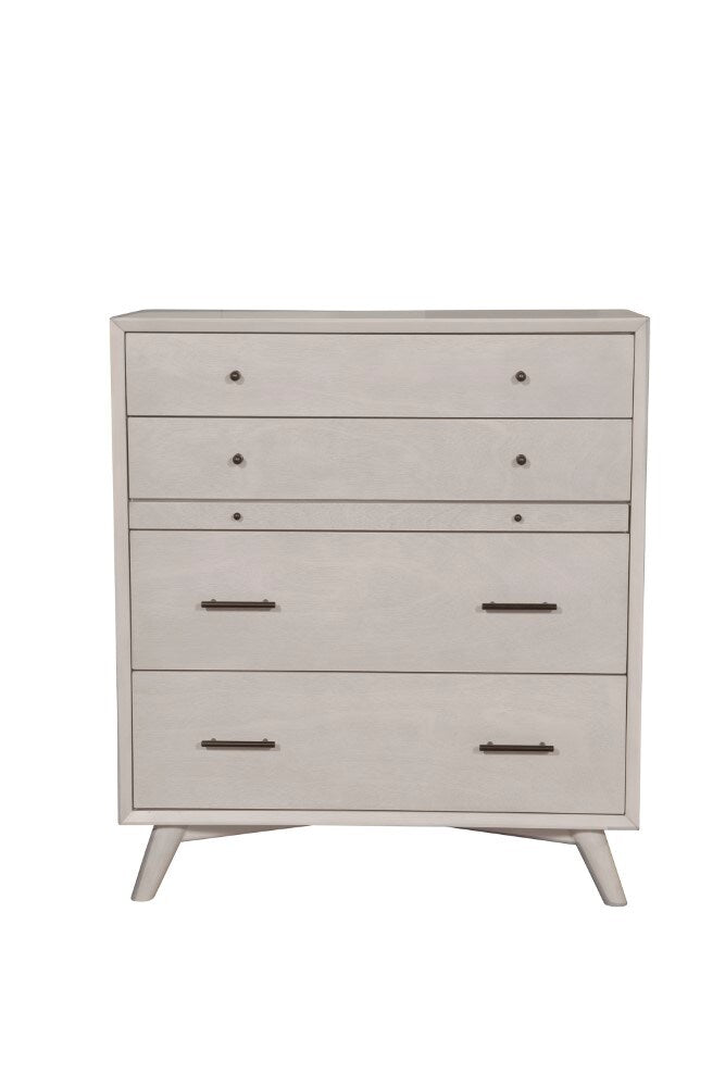 Alpine Furniture - Flynn Mid Century Modern 4 Drawer Multifunction Chest w/Pull Out Tray, Gray - 966G-05 veiw 2