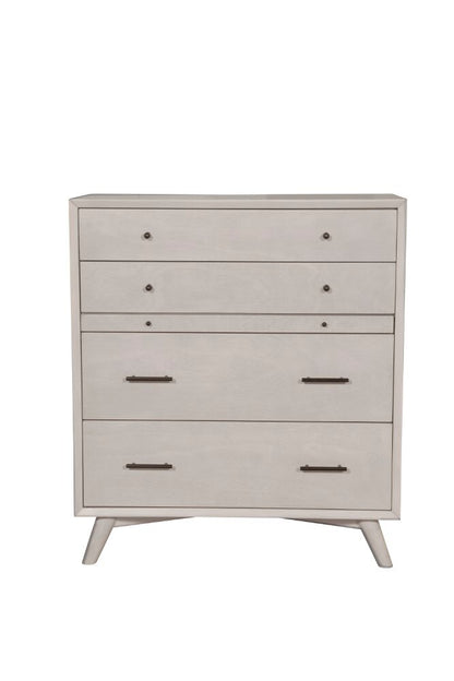Alpine Furniture - Flynn Mid Century Modern 4 Drawer Multifunction Chest w/Pull Out Tray, Gray - 966G-05 veiw 2