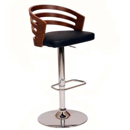 Armen Living - Adele Adjustable Height Swivel Black Faux Leather and Walnut Wood Bar Stool with Chrome Base - LCADSWBABLWA veiw 1