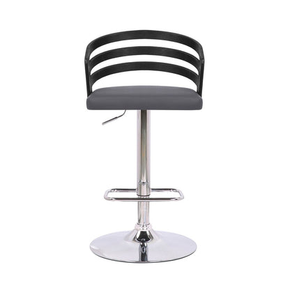 Armen Living - Adele Adjustable Height Swivel Grey Faux Leather and Walnut Wood Bar Stool with Chrome Base - LCADSWBAGRWA veiw 2
