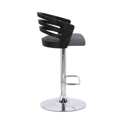 Armen Living - Adele Adjustable Height Swivel Grey Faux Leather and Walnut Wood Bar Stool with Chrome Base - LCADSWBAGRWA veiw 3
