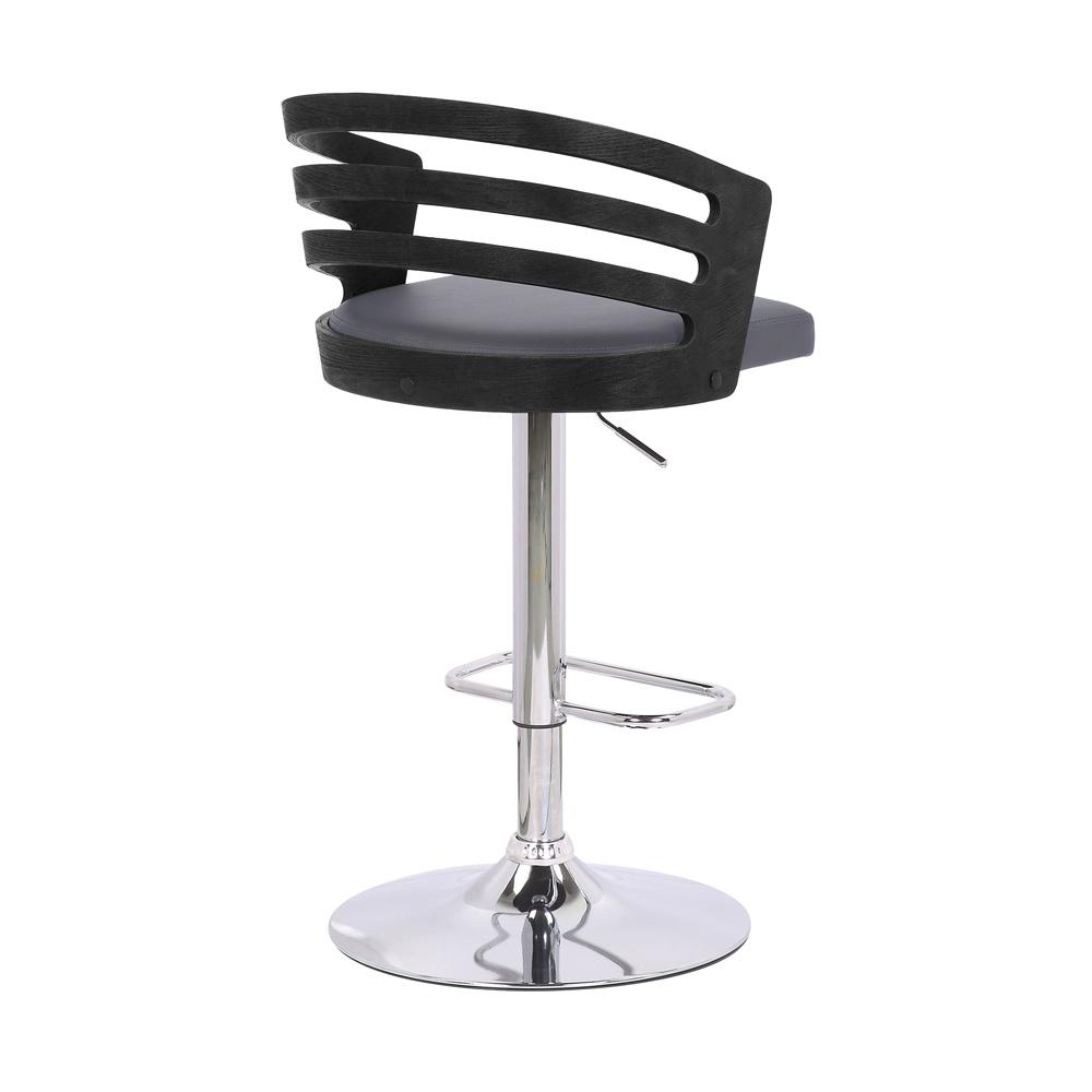 Armen Living - Adele Adjustable Height Swivel Grey Faux Leather and Walnut Wood Bar Stool with Chrome Base - LCADSWBAGRWA veiw 4