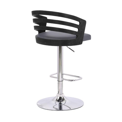Armen Living - Adele Adjustable Height Swivel Grey Faux Leather and Walnut Wood Bar Stool with Chrome Base - LCADSWBAGRWA veiw 4