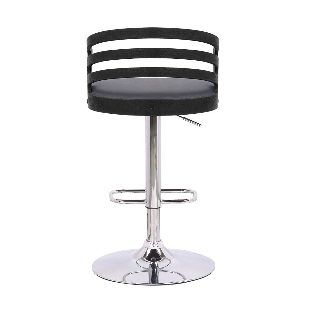 Armen Living - Adele Adjustable Height Swivel Grey Faux Leather and Walnut Wood Bar Stool with Chrome Base - LCADSWBAGRWA veiw 5