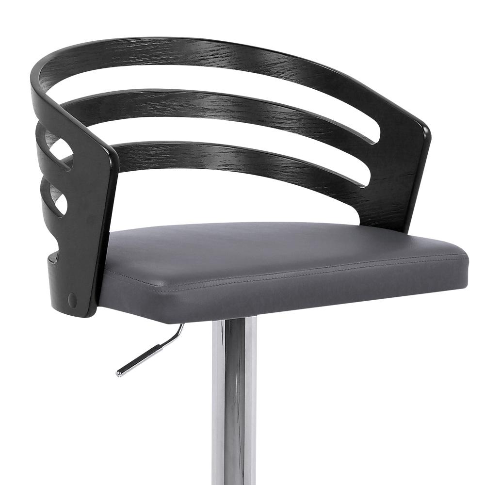 Armen Living - Adele Adjustable Height Swivel Grey Faux Leather and Walnut Wood Bar Stool with Chrome Base - LCADSWBAGRWA veiw 6