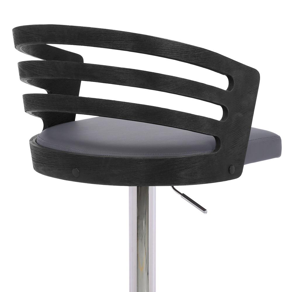 Armen Living - Adele Adjustable Height Swivel Grey Faux Leather and Walnut Wood Bar Stool with Chrome Base - LCADSWBAGRWA veiw 7