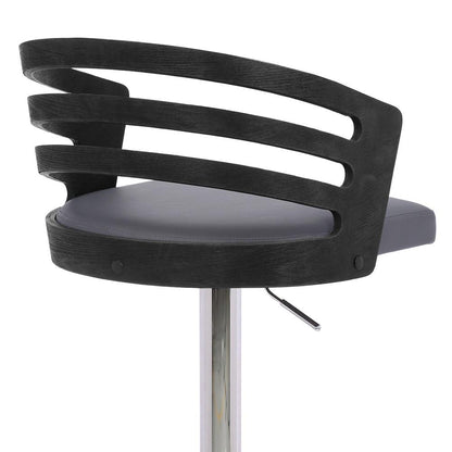 Armen Living - Adele Adjustable Height Swivel Grey Faux Leather and Walnut Wood Bar Stool with Chrome Base - LCADSWBAGRWA veiw 7