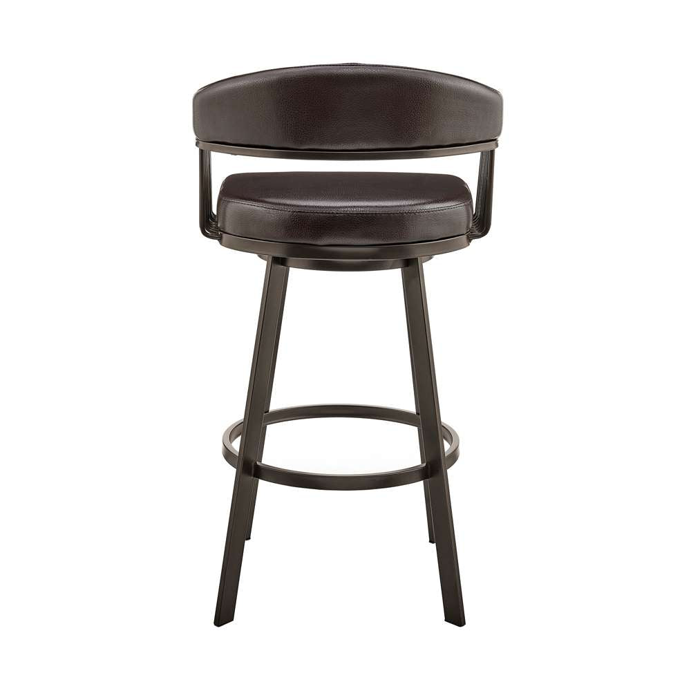Armen Living - Bronson 25in Counter Height Swivel Bar Stool in Java Brown Finish and Chocolate Faux Leather - 721535761869 veiw 5