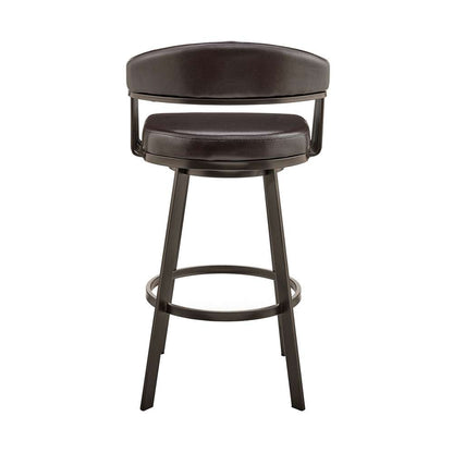 Armen Living - Bronson 25in Counter Height Swivel Bar Stool in Java Brown Finish and Chocolate Faux Leather - 721535761869 veiw 5