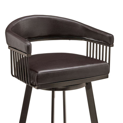 Armen Living - Bronson 25in Counter Height Swivel Bar Stool in Java Brown Finish and Chocolate Faux Leather - 721535761869 veiw 6