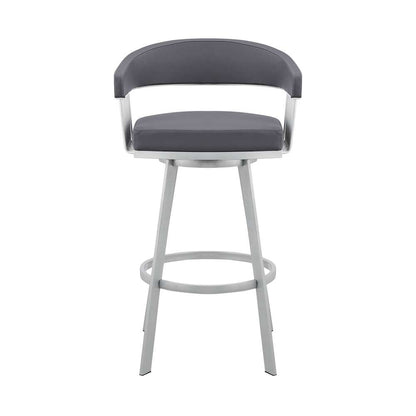 Armen Living - Bronson 25in Slate Grey Faux Leather and Silver Metal Bar Stool - 795044878257 veiw 2