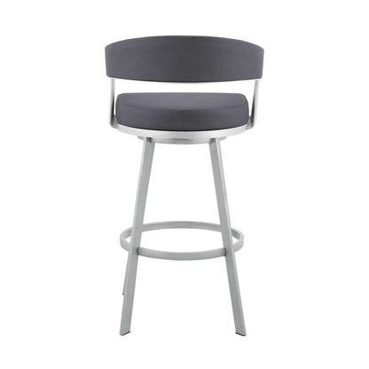 Armen Living - Bronson 25in Slate Grey Faux Leather and Silver Metal Bar Stool - 795044878257 veiw 5