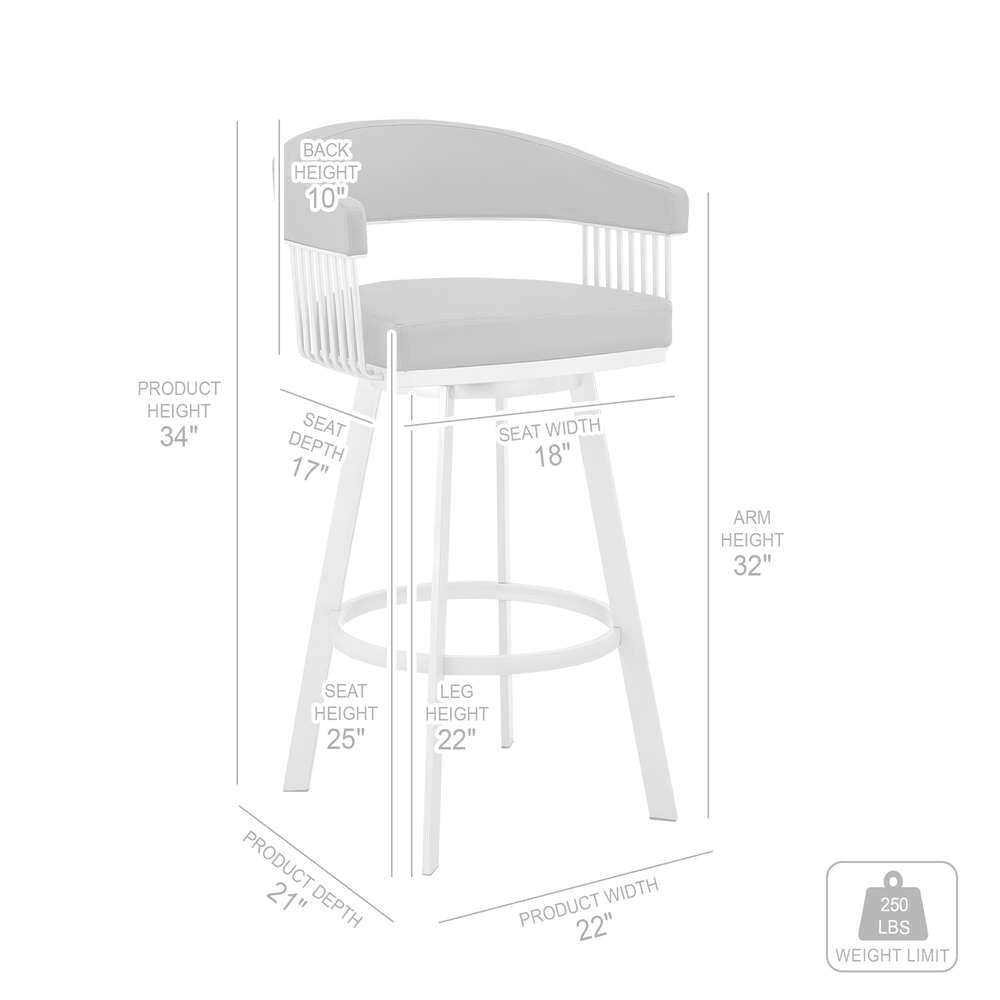 Armen Living - Bronson 25in Slate Grey Faux Leather and Silver Metal Bar Stool - 795044878257 veiw 7