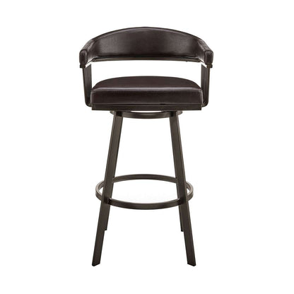 Armen Living - Bronson 29in Bar Height Swivel Bar Stool in Java Brown Finish and Chocolate Faux Leather - 721535761876 veiw 2