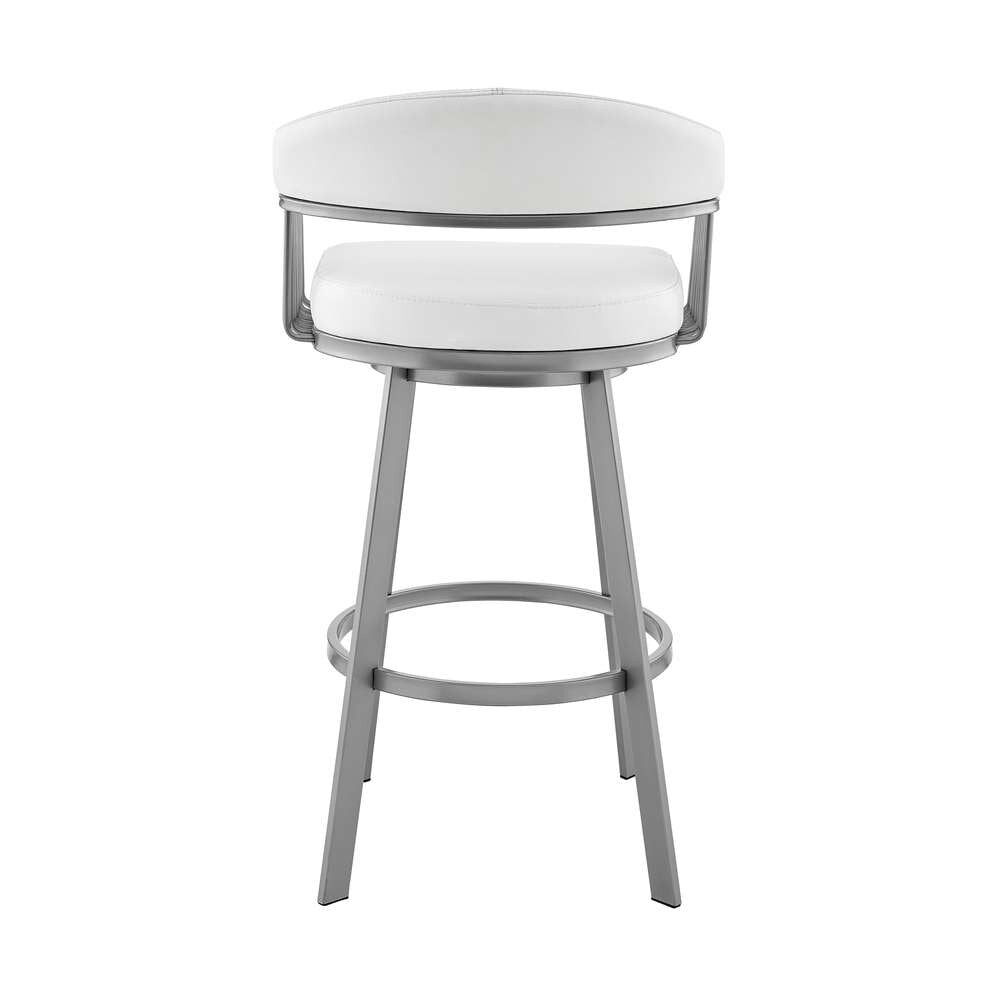 Armen Living - Bronson 29in Slate Grey Faux Leather and Silver Metal Bar Stool - 795044878264 veiw 5