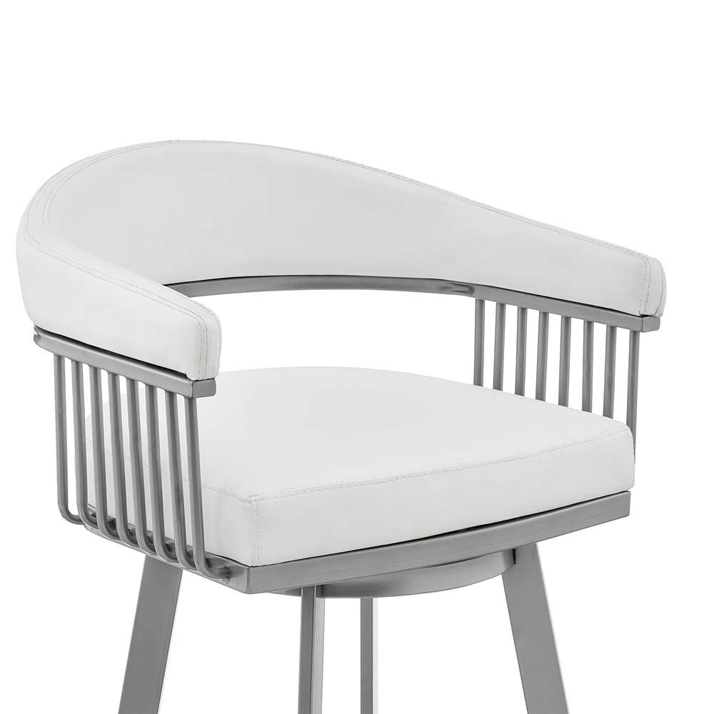 Armen Living - Bronson 29in Slate Grey Faux Leather and Silver Metal Bar Stool - 795044878264 veiw 6