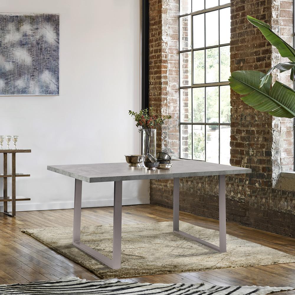Armen Living - Fenton Dining Table with Cement Gray Laminate Top and Brushed Stainless Steel Base - LCFEDIBE veiw 5