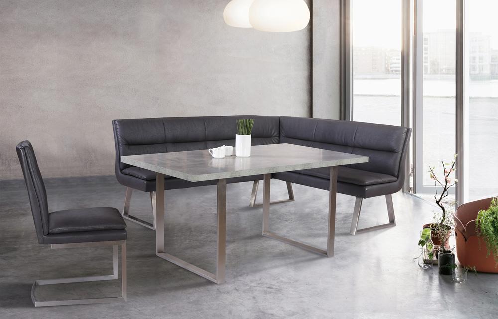 Armen Living - Fenton Dining Table with Cement Gray Laminate Top and Brushed Stainless Steel Base - LCFEDIBE veiw 6