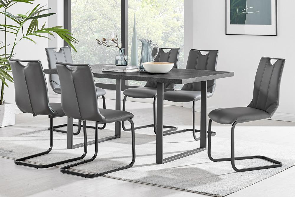 Armen Living - Fenton Dining Table with Charcoal Top and Black Base - LCFEDIBLCH veiw 5