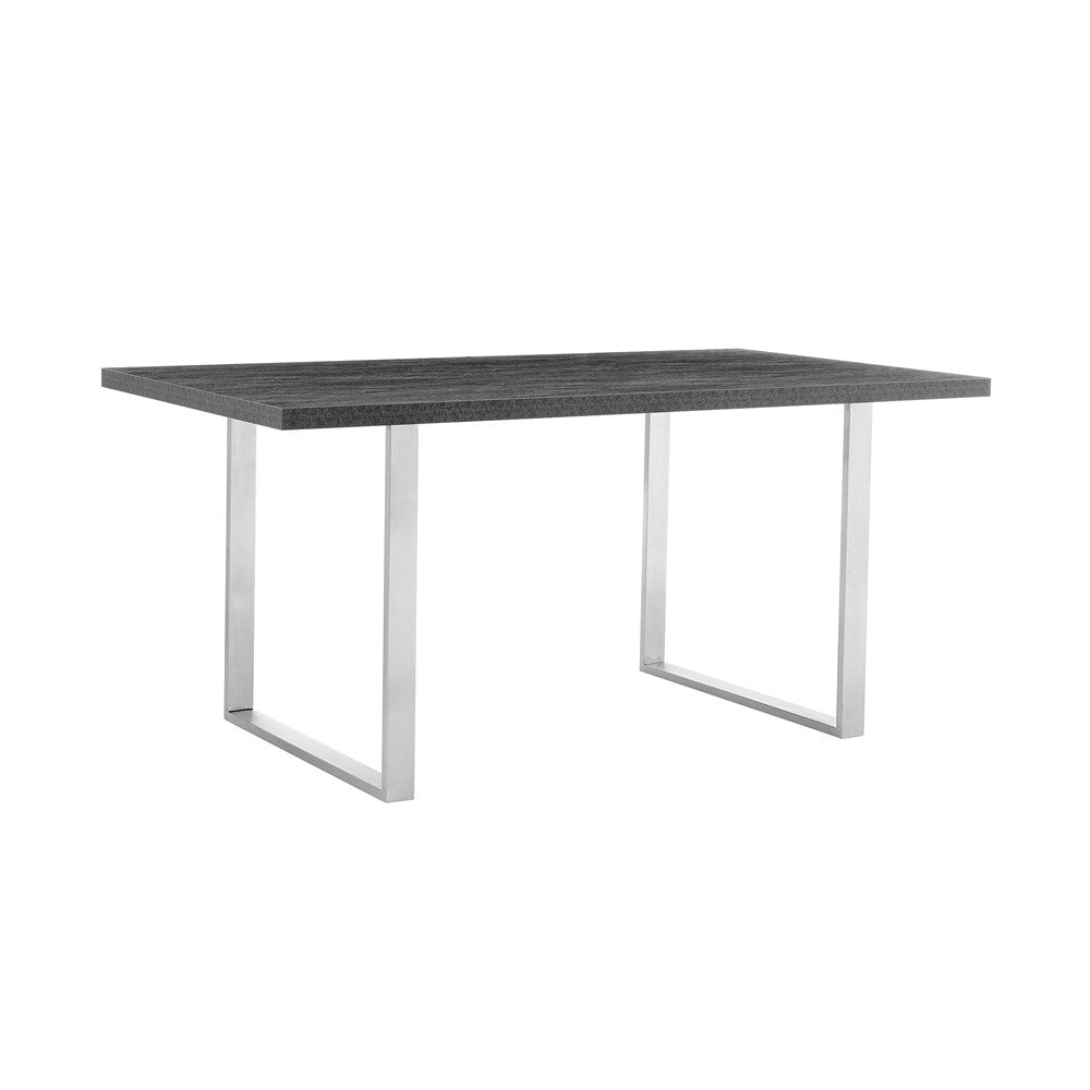 Armen Living - Fenton Dining Table with Charcoal Top and Brushed Stainless Steel Base - LCFEDIBSCH veiw 2