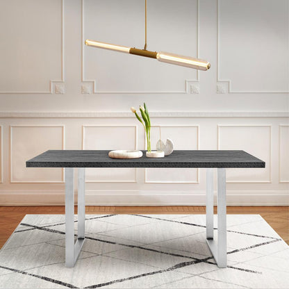 Armen Living - Fenton Dining Table with Charcoal Top and Brushed Stainless Steel Base - LCFEDIBSCH veiw 5
