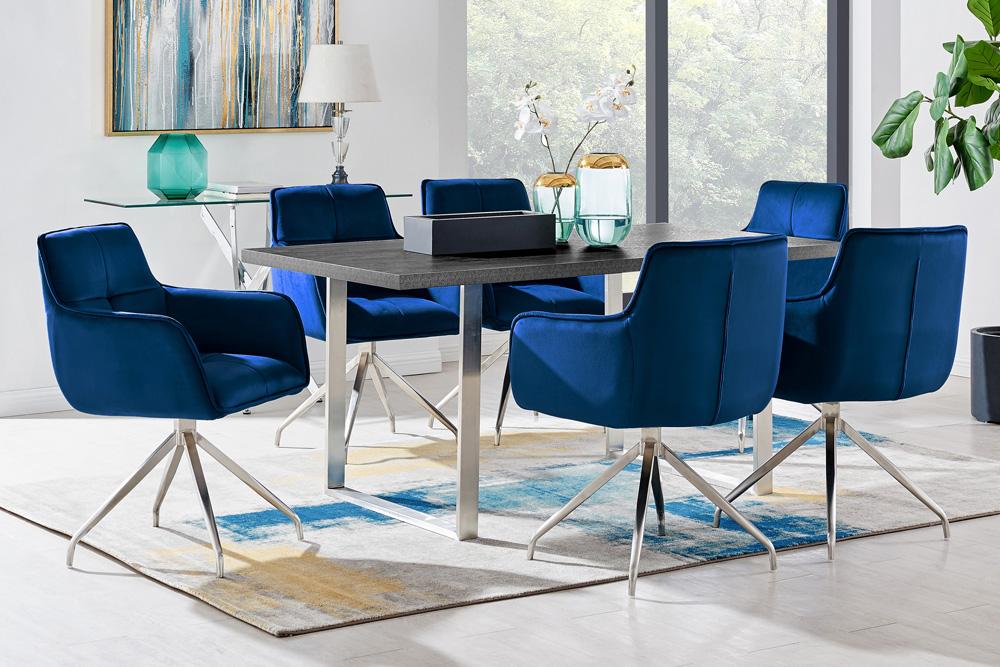 Armen Living - Fenton Dining Table with Charcoal Top and Brushed Stainless Steel Base - LCFEDIBSCH veiw 6
