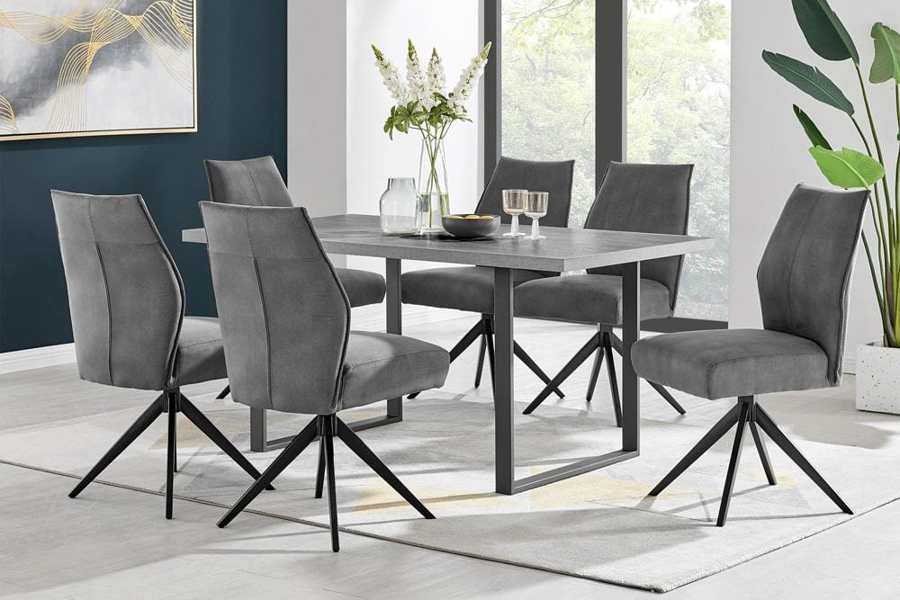 Armen Living - Fenton Dining Table with Gray Top and Black Base - LCFEDIBLGR veiw 5