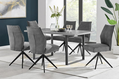Armen Living - Fenton Dining Table with Gray Top and Black Base - LCFEDIBLGR veiw 5