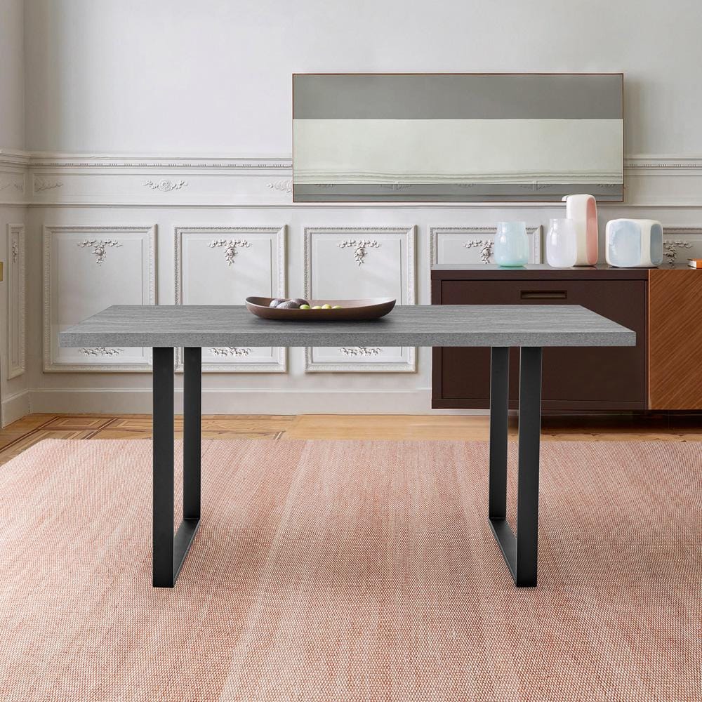 Armen Living - Fenton Dining Table with Gray Top and Black Base - LCFEDIBLGR veiw 6