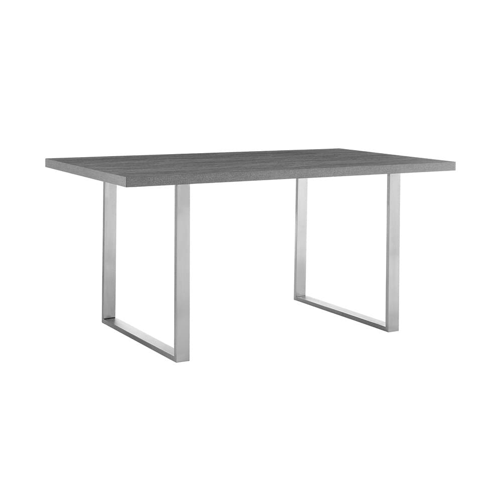 Armen Living - Fenton Dining Table with Gray Top and Brushed Stainless Steel Base - LCFEDIBSGR veiw 2