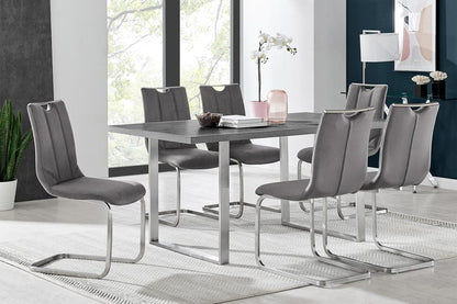 Armen Living - Fenton Dining Table with Gray Top and Brushed Stainless Steel Base - LCFEDIBSGR veiw 5